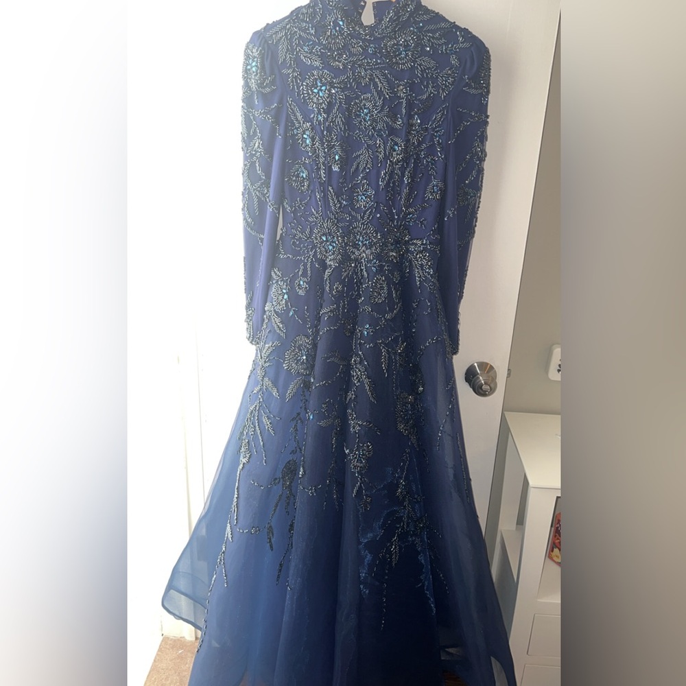 Source Unknown Blue Long Sleeve Dress